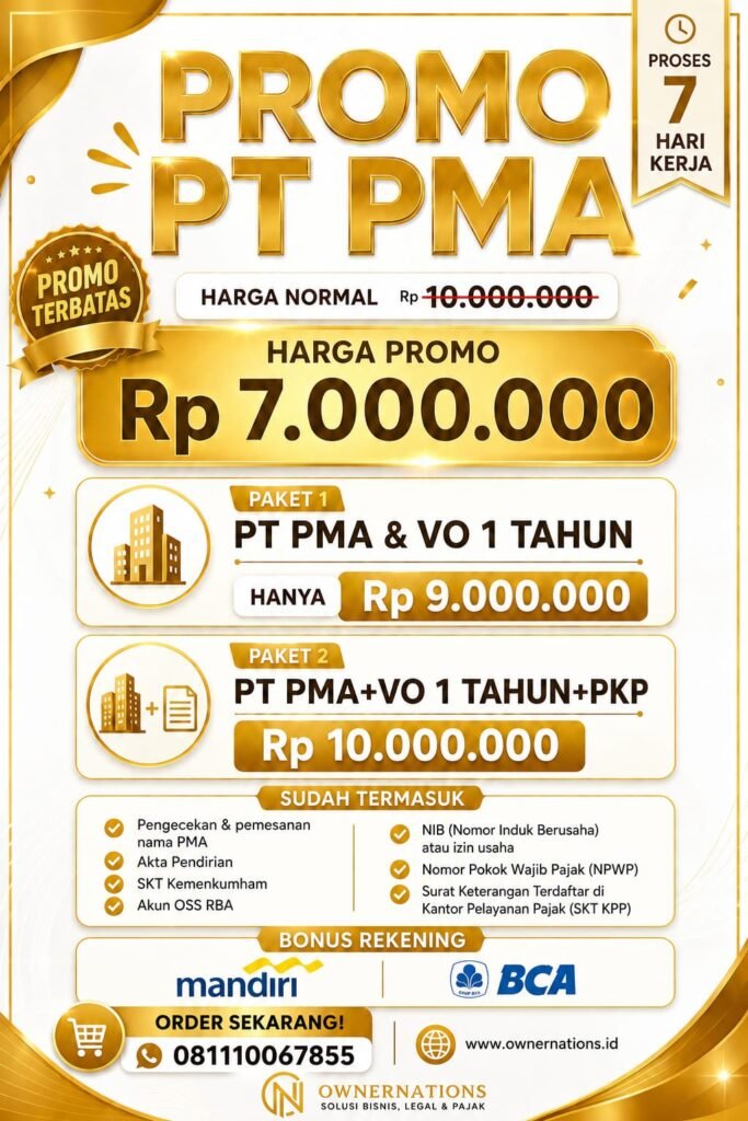 Promo PT PMA bonus Virtual Office Jabodetabek Murah
